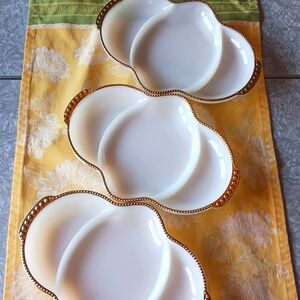 Vintage~ 3 Fire King relish trays